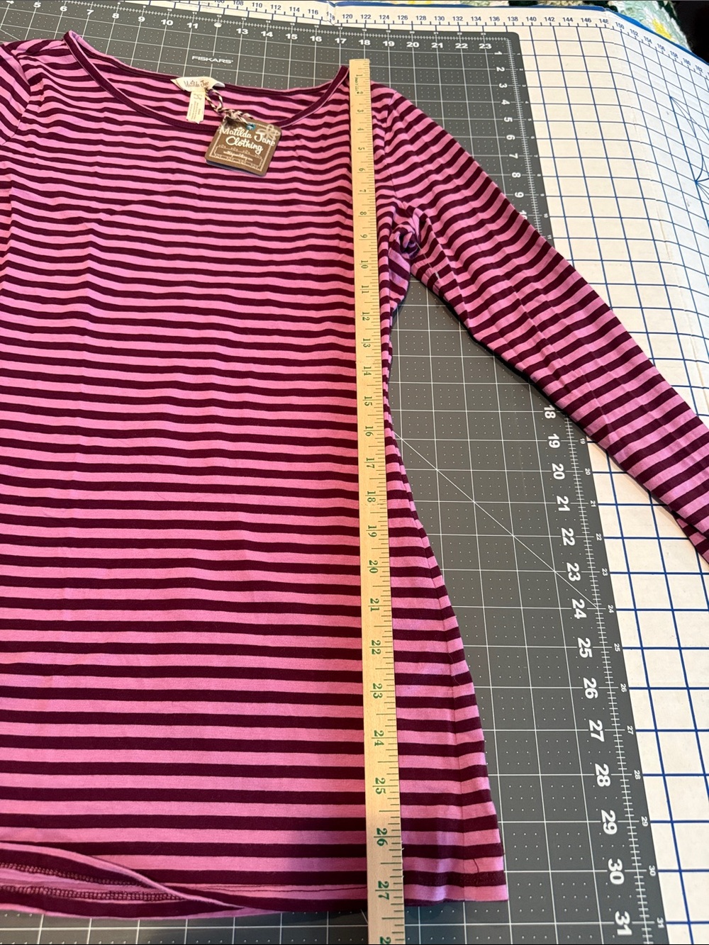 Matilda Jane Striped Long-Sleeve Boatneck Top in Pink and Plum - Picture 10 of 12